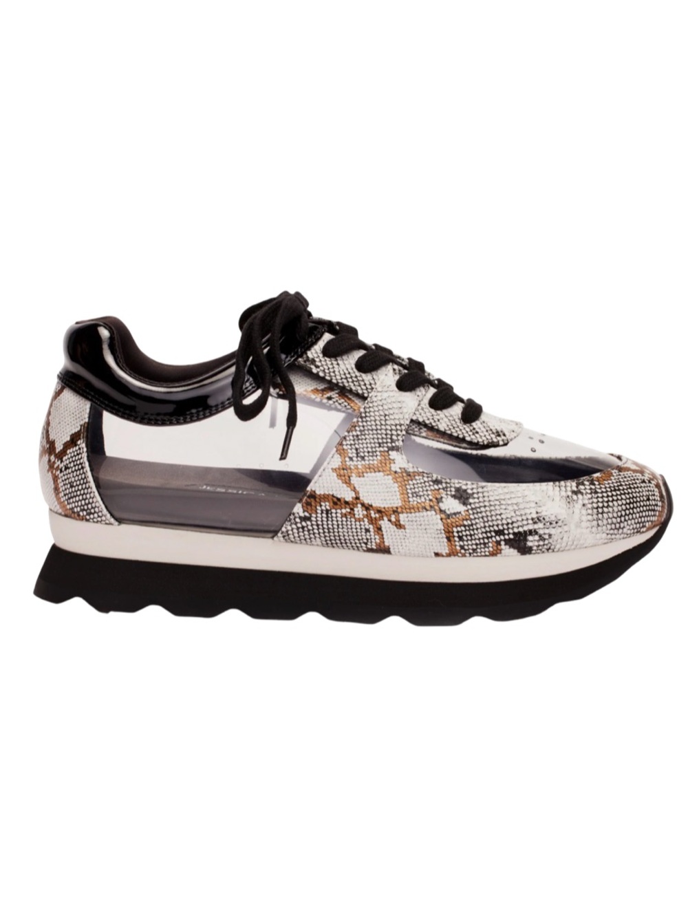 New Jessica Rich Lace-Up Platform Sneaker in Black, Gold White Snake Print